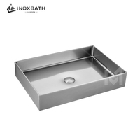 Lavabo de Baño Rectangular de Diseño Moderno, de Alta Calidad y Lujo, en Acero Inoxidable con Recubrimiento PVD, Programa OEM