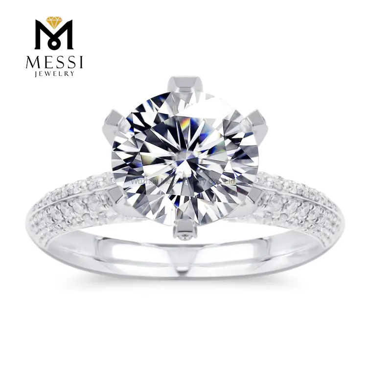 Messi — bague de fiançailles et de mariage, fabrication de bijoux personnalisée en or blanc, 14k, 18k, 2 carat de diamant, momanite
