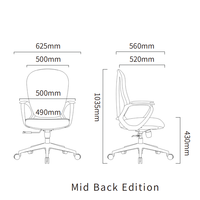 Chaise de bureau ergonomique moderne OEM ODM, dossier mi-haut champagne, double dossier, soutien lombaire, tissu maillé, hauteur réglable