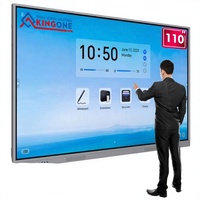 Écran plat interactif LCD 4K à double système tactile 40 points, tableau blanc intelligent 55-110 pouces, Android 14.0, caméra 48MP, 120Hz, 32 Go