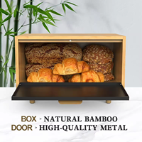 Boîte de rangement pour pain en bambou grande capacité, moderne, avec fenêtre transparente, récipient alimentaire pour comptoir de cuisine, vente en gros, OEM, personnalisable