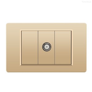 Prise murale RJ11 standard américaine en panneau PC doré, avec connecteur JC et interrupteur combiné - Product Image 2