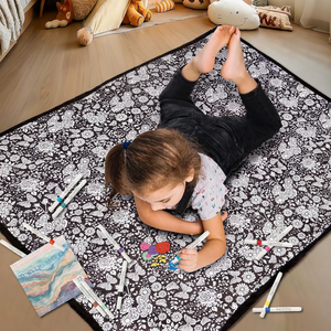 Manta para Colorear DIY con Marcadores Lavables para Niños y Adultos, Manta de Terciopelo Suave Reutilizable para Colorear - Product Image 4