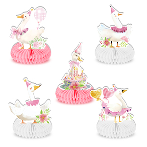 Huancai stupidi oca a nido d'ape centrotavola da tavolo Toppers 9 pezzi appesi ventagli di carta per bambini decorazioni di compleanno forniture per feste - Product Image 2