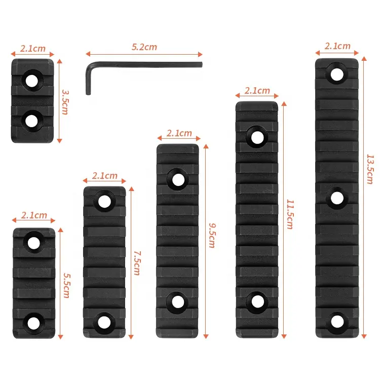 Action Union 1 peça Universal Trilho Seção 3 5 7 9 11 13 Slot Metal Alumínio Trilho tático com porca de parafuso Allen T