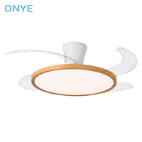 Ventilateur de plafond LED intelligent à moteur DC, 4 pales, 6 vitesses, télécommande, lumière de salon, intensité réglable, style moderne