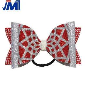 wholesale new arrival red glitter hair bow cheerleading bows for girls