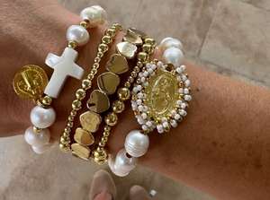 <span class=keywords><strong>Pulsera</strong></span> <span class=keywords><strong>de</strong></span> Perlas <span class=keywords><strong>de</strong></span> Agua Dulce con Cruz <span class=keywords><strong>de</strong></span> Jesús en Forma <span class=keywords><strong>de</strong></span> Corazón, Ajustable, Chapada en Oro, Regalo <span class=keywords><strong>de</strong></span> Joyería para <span class=keywords><strong>la</strong></span> <span class=keywords><strong>Vida</strong></span> Diaria - Product Image 2