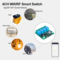250V 16A Télécommande Commutateur USB 5V 12V 24V AC220V Tuya WiFi 4Ch Module Contrôleur 433MHZ APP Commande Vocale WiFi Relais Commutateur