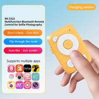 Télécommande de téléphone portable RK-C522 pour défilement de pages, caméra, souris aérienne, 8 boutons, code roulant, rechargeable par USB, portée 10m