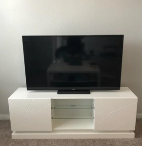 LEDライト付き高光沢<span class=keywords><strong>TV</strong></span>スタンドモダンでユニークな現代的なデザインエンターテインメントセンターフラットパック<span class=keywords><strong>TV</strong></span>キャビネット - Product Image 5