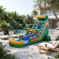 Toboggan aquatique gonflable en PVC certifié CE, taille et couleur personnalisées, toboggan en forme de palmier pour enfants, 500 cm