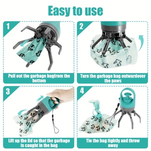 Recogedor de excrementos de mascotas transfronterizo portátil con pinza de seis garras para paseos al aire libre, con bolsa pequeña para basura, anti-suciedad - Product Image 2