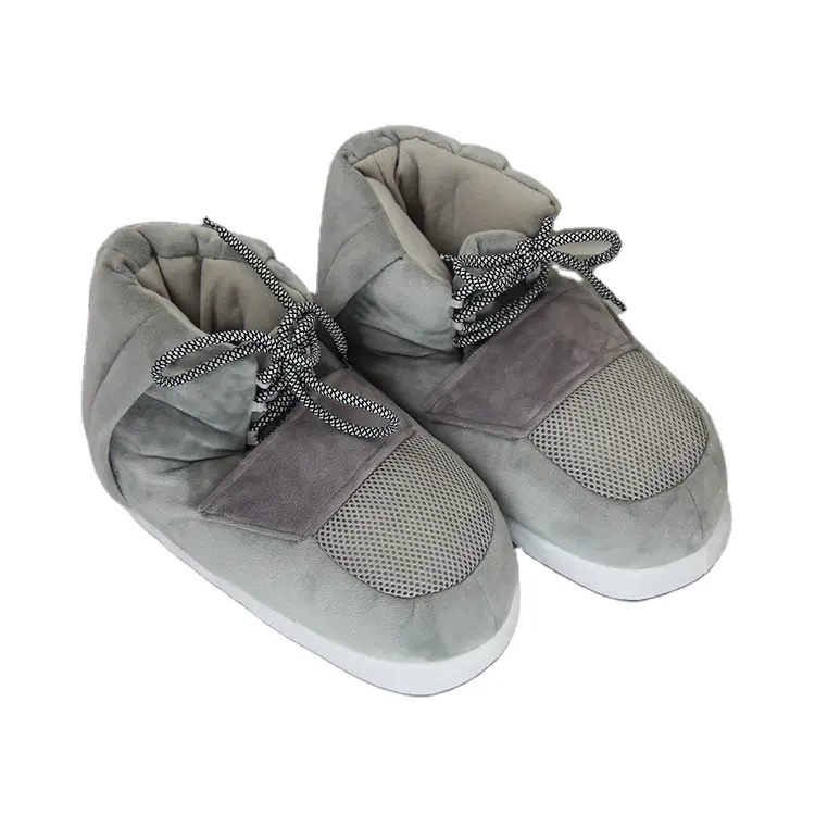 New Designs Winter Outdoor Men Slipper Plush High Cut Shoes Big Soft Slippers