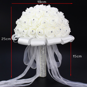 Venta al por mayor de ramos de novia, ramos de rosas blancas artificiales de espuma - Product Image 5