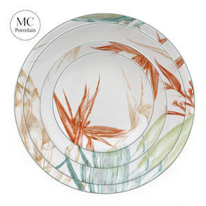 Boda hotel de fiesta de lujo de cerámica vajilla conjunto redondo colorido elegante de cena de porcelana conjuntos alquiler - Product Image 1