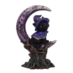Figurina personalizzata resina personalizzata Halloween piccole streghe <span class=keywords><strong>gatto</strong></span> seduto sulla <span class=keywords><strong>luna</strong></span> - Product Image 1