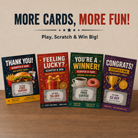 Cartes à gratter personnalisées avec impression couleur, remerciement, promotion pour restaurants de restauration rapide, cartes à gratter gagnantes en gros