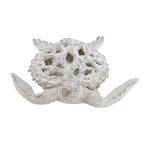 Statue de tortue décorative en polyrésine avec motif de récif corallien blanc 13,2x12,2x3,9 pouces Ornement de jardin - Product Image 5