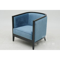 Fabriqué en Chine, fauteuil en tissu matelassé bleu de haute qualité, cadre en bois foncé courbé, chaise de salon
