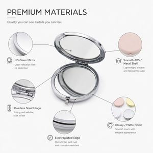 Custom Logo Double Sided Metal Pocket <b>Mirror</b> Round <b>Gold</b> Makeup Compact <b>Mirror</b> with Velvet Pouch (Gift/Event Souvenir) - Product Image 4