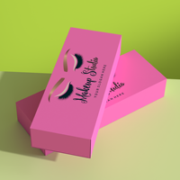 Logo personnalisé de luxe 3d vison rose vide cils en papier cils presse sur faux ongles boîtes d'emballage couvercle et boîte-cadeau de base