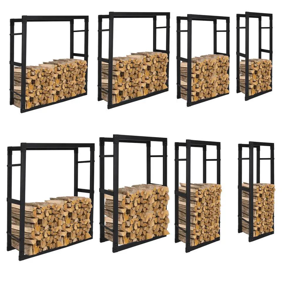 Rak Log kualitas tinggi terbuat dari rak kayu bakar baja pegangan kayu bakar untuk penggunaan dalam dan luar ruangan