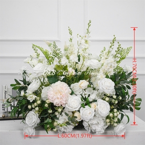 Promotion : Chemin de table floral pour mariage, roses blanches pour allée, fleurs en soie pour allée - Product Image 3