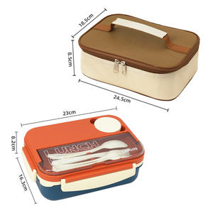 Lonchera Térmica de Doble Compartimento para Estudiantes, Bolsa de Aislamiento Térmico para el Trabajo, Bento Japonés de Plástico Especial para Microondas - Product Image 6