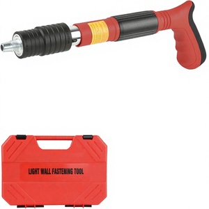 Kit de pistolet à clous manuel pour béton, 110 clous en acier, outil de fixation murale portable à 5 vitesses pour le travail du bois et la décoration - Product Image 1