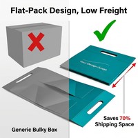 Boîtes rigides aseptiques robustes en gros, pliables à plat, avec poignée, en carton gaufré, emballage cadeau de luxe, logo imprimé sur mesure