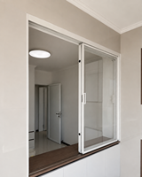 Fenêtre coulissante moderne en aluminium blanc, grande fenêtre à cadre fin en verre trempé, fenêtre de séparation pour cuisine et balcon, design personnalisé