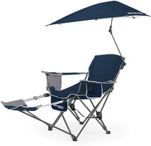 Silla reclinable de 3 posiciones para ocio al aire libre con <span class=keywords><strong>sombrilla</strong></span> extraíble <span class=keywords><strong>y</strong></span> reposapiés Silla de playa Silla de pesca - Product Image 1