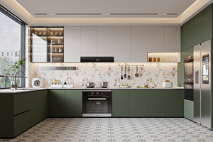JINGSHUN ENF Appartement Vert Construit sur mesure Solutions de stockage multifonction Meubles en bois avec conception 3D gratuite Vente en gros d'usine - Product Image 4
