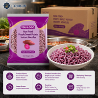Non-Fried Purple Sweet Potato Wheat Flour Instant Noodles 60g 4-Minute Cooking Hotpot Malatang OEM Wholesale