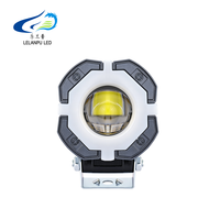 LELANPU Phare auxiliaire universel pour moto à LED, lentille de projecteur Angel Eye, double couleur blanc jaune, étanche IP68, 9-32V, ATV, UTV