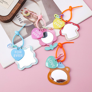 Custom Cute keychain pendant Cartoon heart mirror <b>charm</b> Bag decoration <b>phone</b> accessory Plastic key chain gift Wholesale - Product Image 1