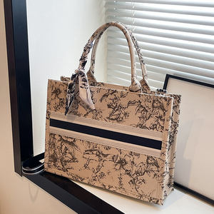 Sac fourre-tout en toile imprimée grande capacité pour femme, sac à bandoulière de créateur, vente en gros directe usine - Product Image 6