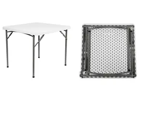 Heißer Verkauf weißer blas geformter Kunststoff im Freien einfacher Klapptisch tragbarer Tisch quadratischer Klapptisch