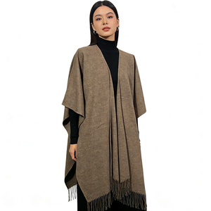 New Winter Warm Big Shawl Custom Design Solid Color Slit Simple Double-side Outwear Shawl Factory Wholesale Women <strong>Pashmina</strong> - Product Image 1