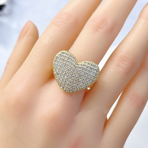 Anillo de Corazón de Lujo al por Mayor JML, Anillo de Diamantes Brillantes, Oro Laminado de <span class=keywords><strong>14K</strong></span>, Anillo de Piedras Preciosas de Alta Calidad Estilo Hip-Hop, Joyería de Oro Laminado - Product Image 6