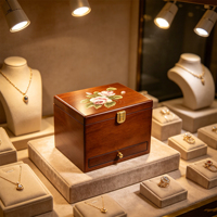 Boîte à bijoux en bois brillant avec doublure en velours, logo personnalisé, quincaillerie dorée, design tiroir, boîte cadeau pour le rangement des boucles d'oreilles, colliers, bagues et bracelets