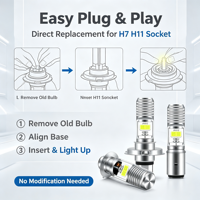 Ampoule de phare COB-4SMD 2 LED H7 H11 Jaune Blanc Double Couleur Feux de Croisement et de Route Feux Antibrouillard