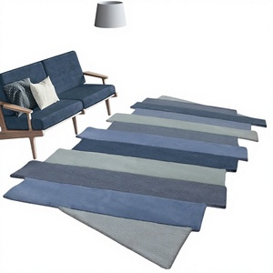 Modern Striped Wool Eco-Friendly Waterproof Area Rug Rectangle Reversible Low Pile Flat <b>Weave</b> Living Room Rug with Latex Backing - Product Image 1