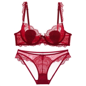 Lingerie sexy européenne et américaine pour femmes, dentelle transparente ultra-fine française, soutien-gorge grande taille, poitrine généreuse, effet amincissant - Product Image 1