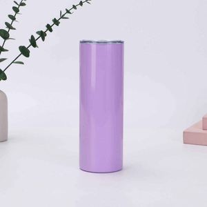 Stainless Steel Tumbler Vacuum Insulated <b>Double</b> <b>Wall</b> Straight Cup Lid Purple Pink Blue Travel Use Minimalist Design 6-12 Hours - Product Image 4