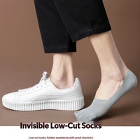Chaussettes bateau invisibles fines et basses pour homme, couleur unie, en coton peigné, antidérapantes en silicone, sans frottement au talon, absorbant la transpiration