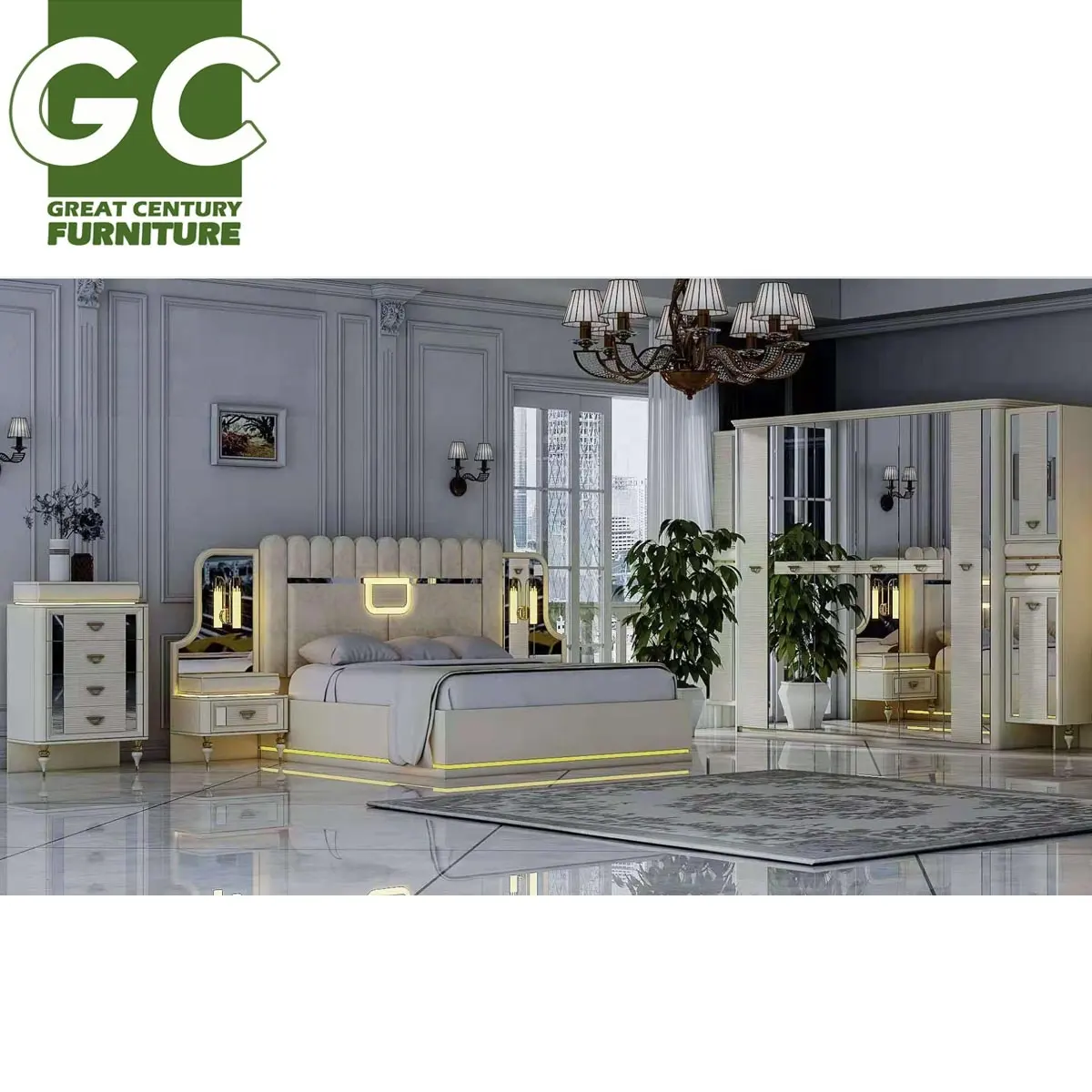 GC ריהוט GBR-011C מיטת מאסטר שינה סט מלמין MDF שינה סט שינה ריהוט