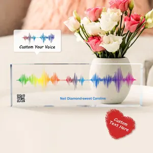 عيد الحب هدية أفكار مخصصة شخصية متعدد الألوان رسالة صوتية Soundwave طباعة الاكريليك تسجيل كتل