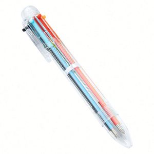 6-In-1 Multicolor Office Gift Transparent Barrel Retractable Plastic 1.0Mm Writing Width Custom Logo Ballpoint <b>Pen</b> - Product Image 2
